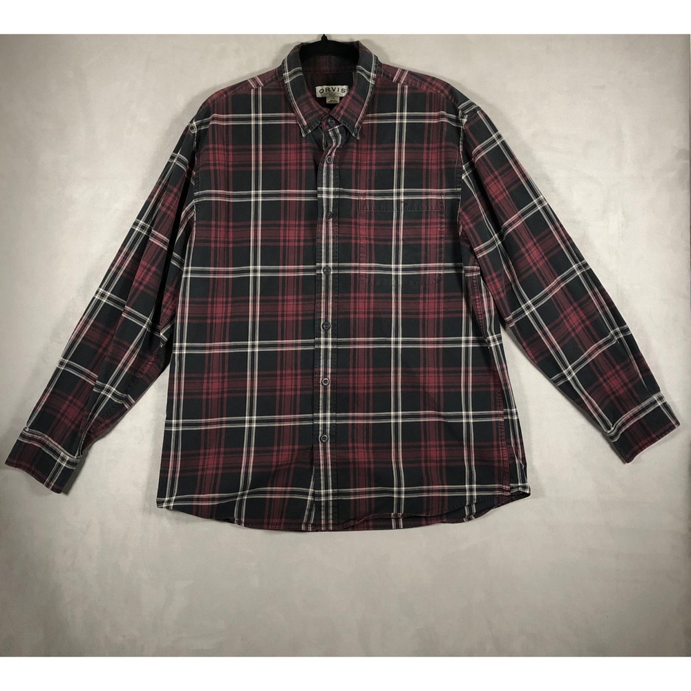 Orvis Shirt‎ Mens Large Plaid Multicolor Button Up Down Long Sleeve Thick